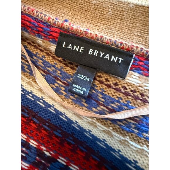 Lane Bryant Fair Isle Cardigan Button Up Sweater 22/24 Acrylic Academia Cozy - Picture 2 of 9